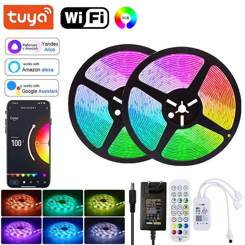

Led Strip Lights Rgb 5050 12V Rgb Led Lights Strip Wifi Led Tape Light Alexa Smart Control Room Decoration Christmas Lights