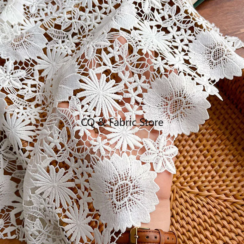 

Lace Fabric Pure White Water-Soluble Flower Hollowed Out Embroidery For Women'Dress Clothing Decorative Cloth