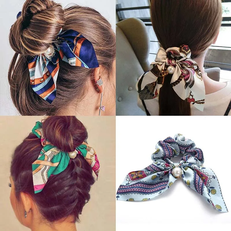 

Fashion Chiffon Bow Silk Hair Comb Women's Hair Rope Pearl Horsetail Clip Hair Band Rubber Band Headdress Hair Accessories