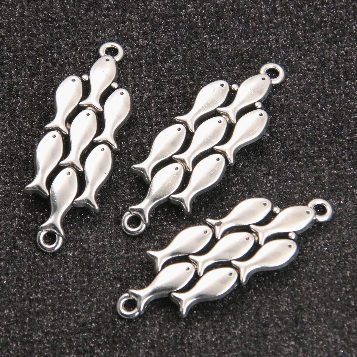 10PCS 15*45mm Wholesale Metal Alloy Marine Animals Charms Small Fish Connector For Jewelry Making DIY Handmade Craft