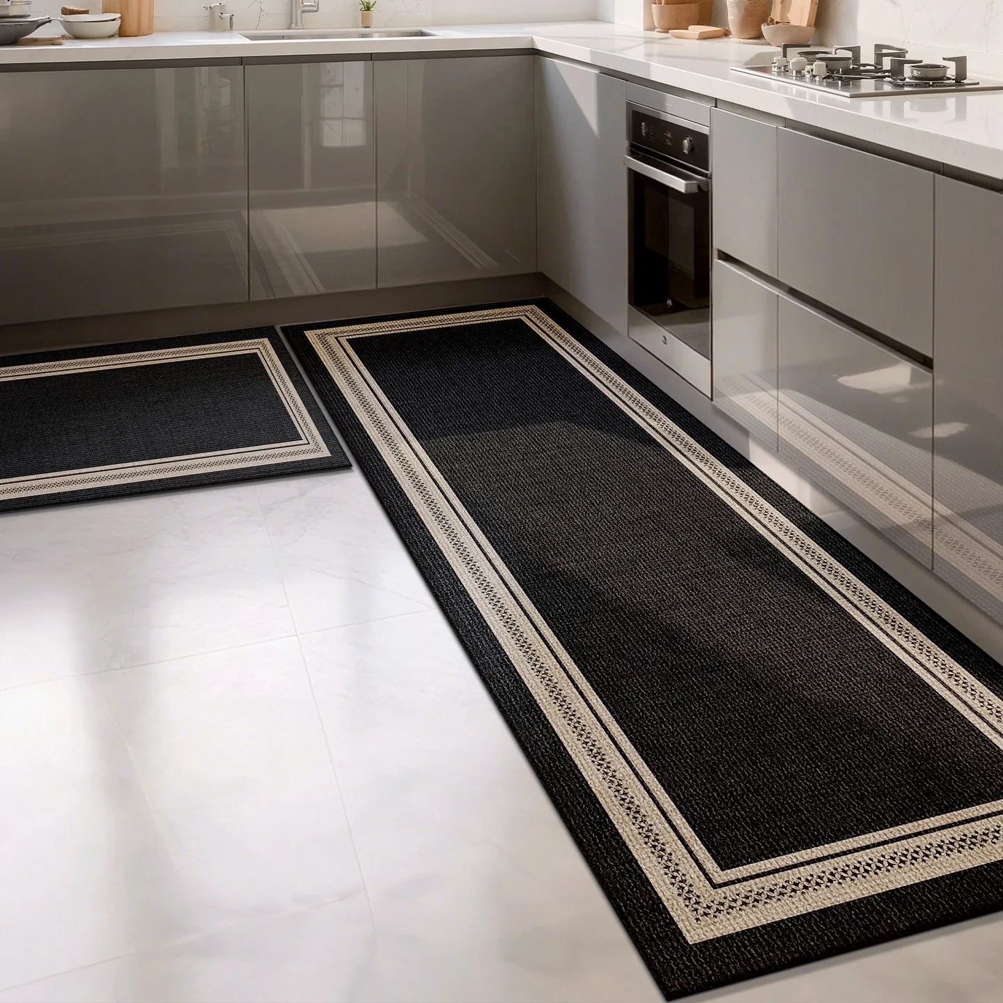 Alfombra De Cocina, Alfombra De corredor, Alfombra larga, alfombras absorbentes, alfombras minimalistas negras De lujo para decoración del hogar, Alfombra De Cocina