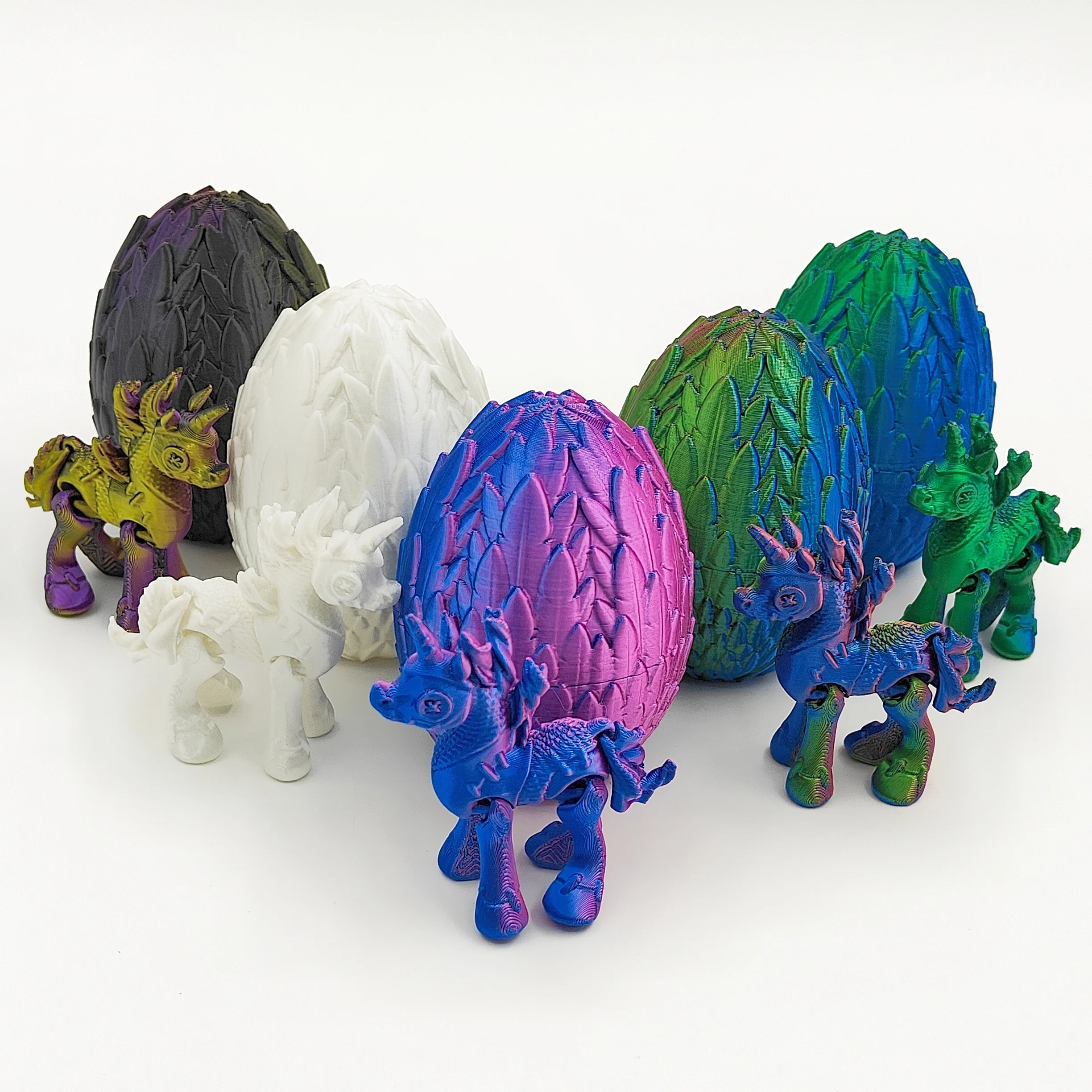 

3D printed gradient unicorn egg multi-color cool animal unicorn+egg combination home decoration and office desk ornament