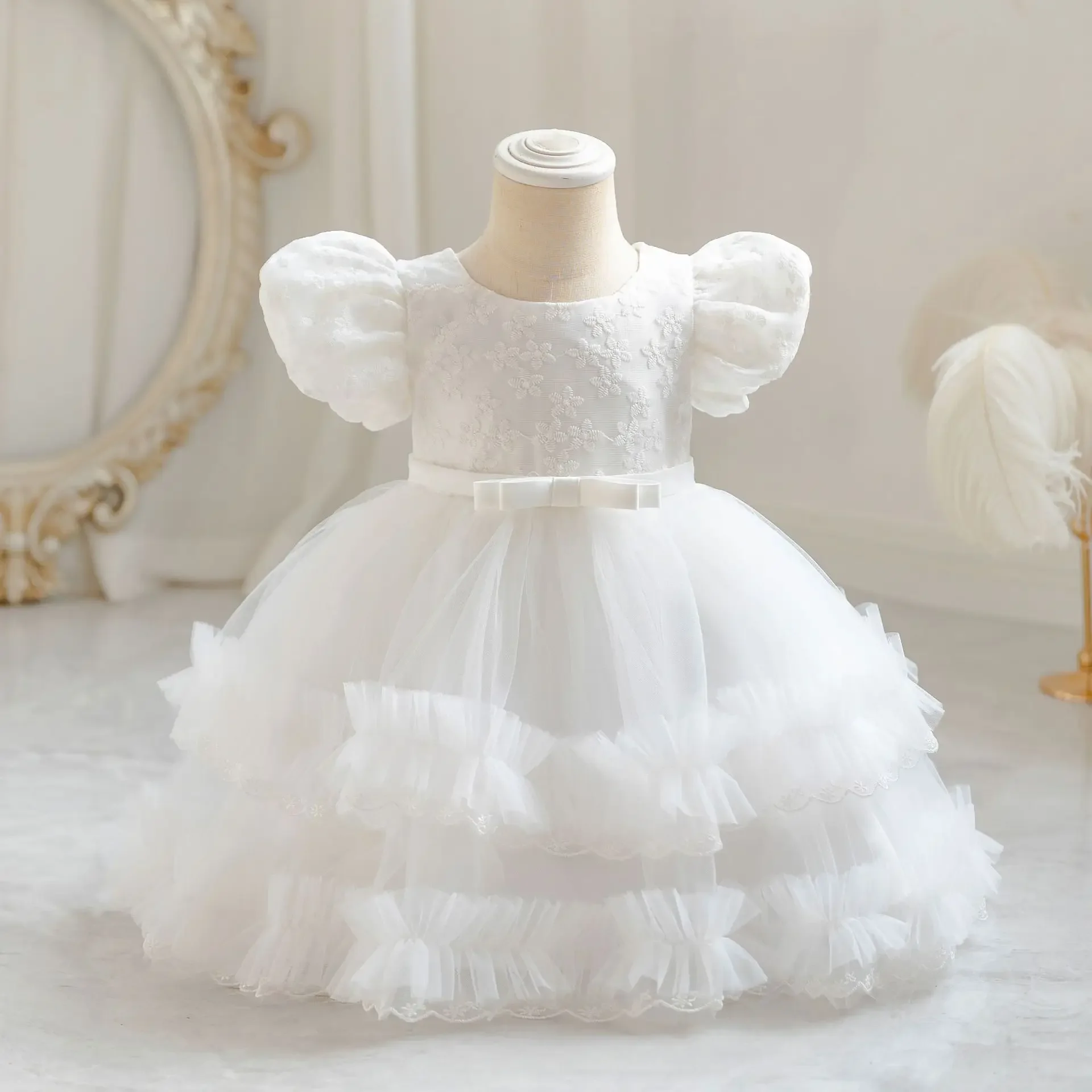 0-4 Jahre Mädchen Kinder kleid Tutu Prinzessin Baby kleider Puff ärmel Baby Ballkleid billige Weihnachten Geburtstags feier Outfits