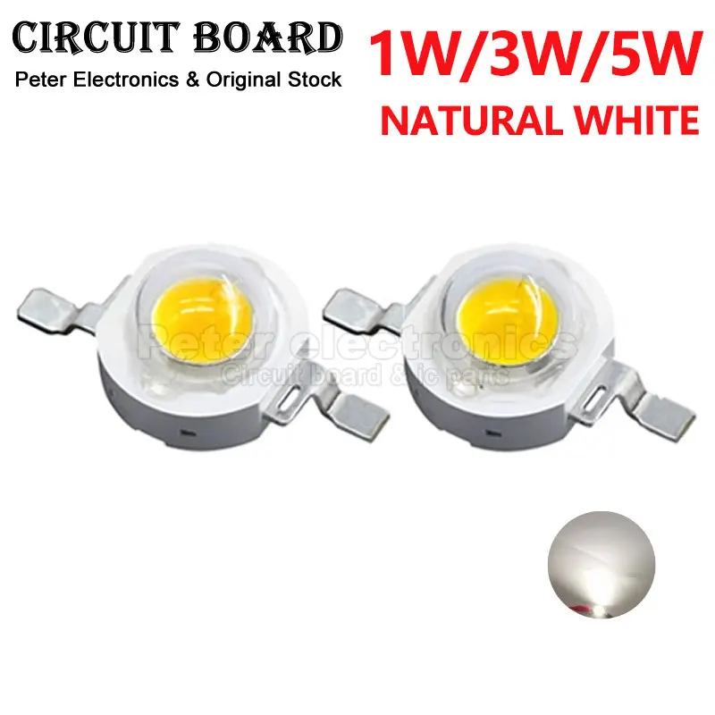 50pcs 1W 3W 5W High Power LED 1W 3W 5W Natural White (4000-4500K) LED Chip Lamp Bulbs SMD COB Diodes Grow Light Beads