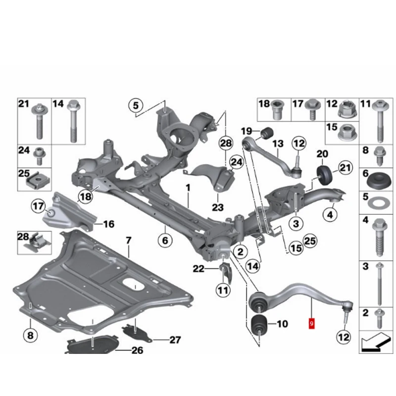 31126854723 31126854724  Left side of pull rod and hydraulic support 3Series F30 F35 F31 F20 328iX