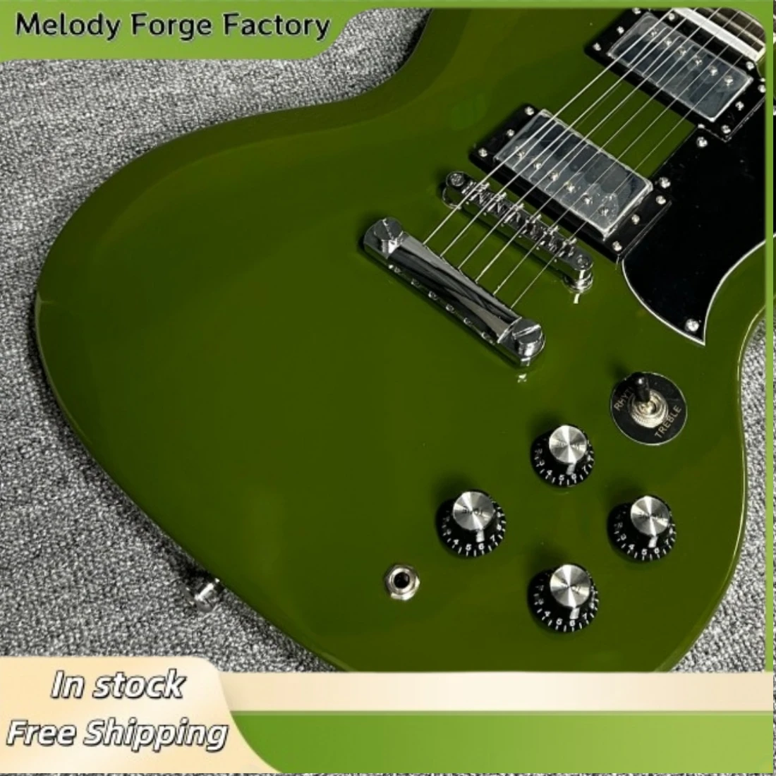 Army Green SGSSS Electric Guitar Rosewood Fingerboard HH Pickup TOM Fixed Pickup Strong Explosive Force Metal Blues view 5