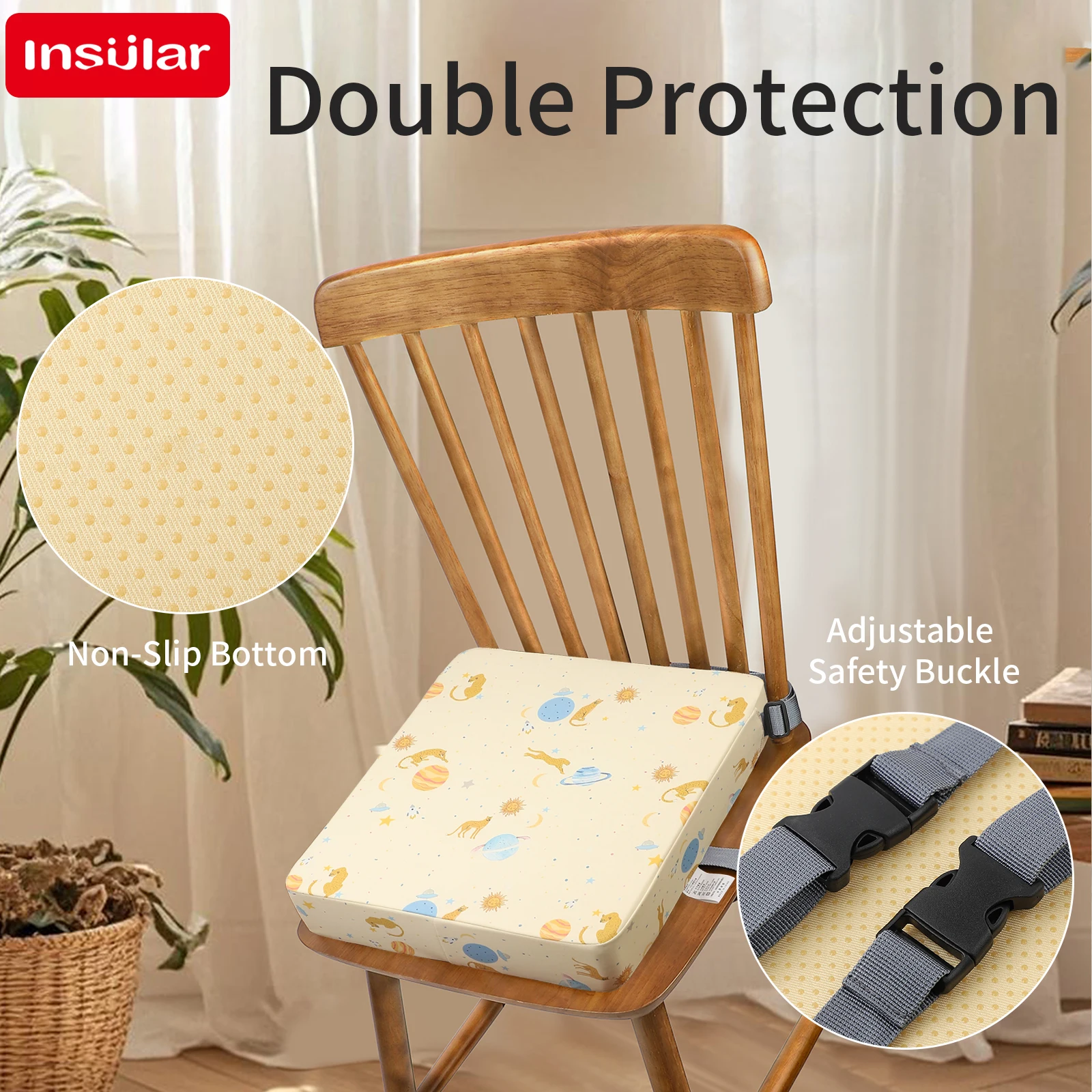 Removable Baby Dining Chair Booster Cushion Kids Highchair Seat Pad Star Design Heightening Waterproof Child Chair Seat