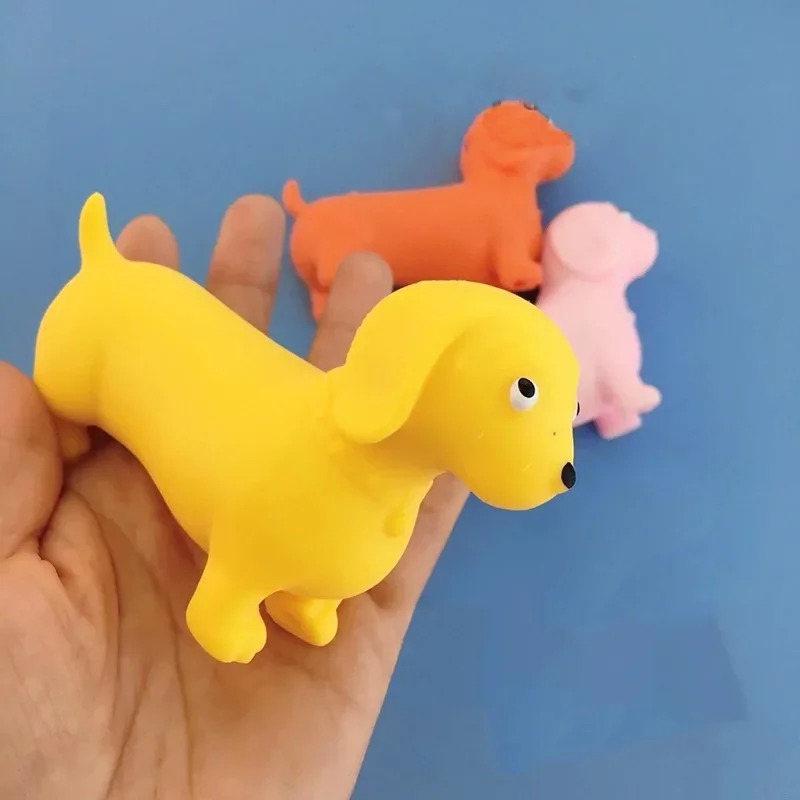 1Pcs Random Color Sausage Dog Decompression Kneading Toys Creative Lala Dogs Vent Squeeze Rebound Toy