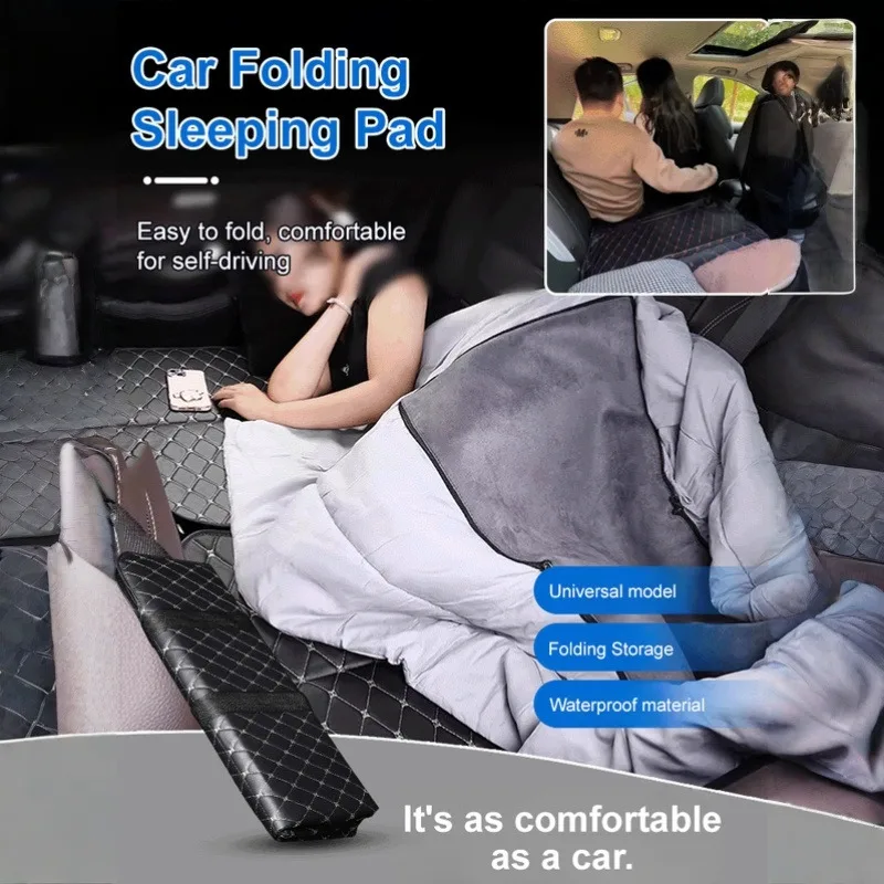 Foldable Car Backseat Bed No Inflation Needed Instant Setup Thick PU Leather Waterproof Non Slip Sleeping Mat for Travel Camping