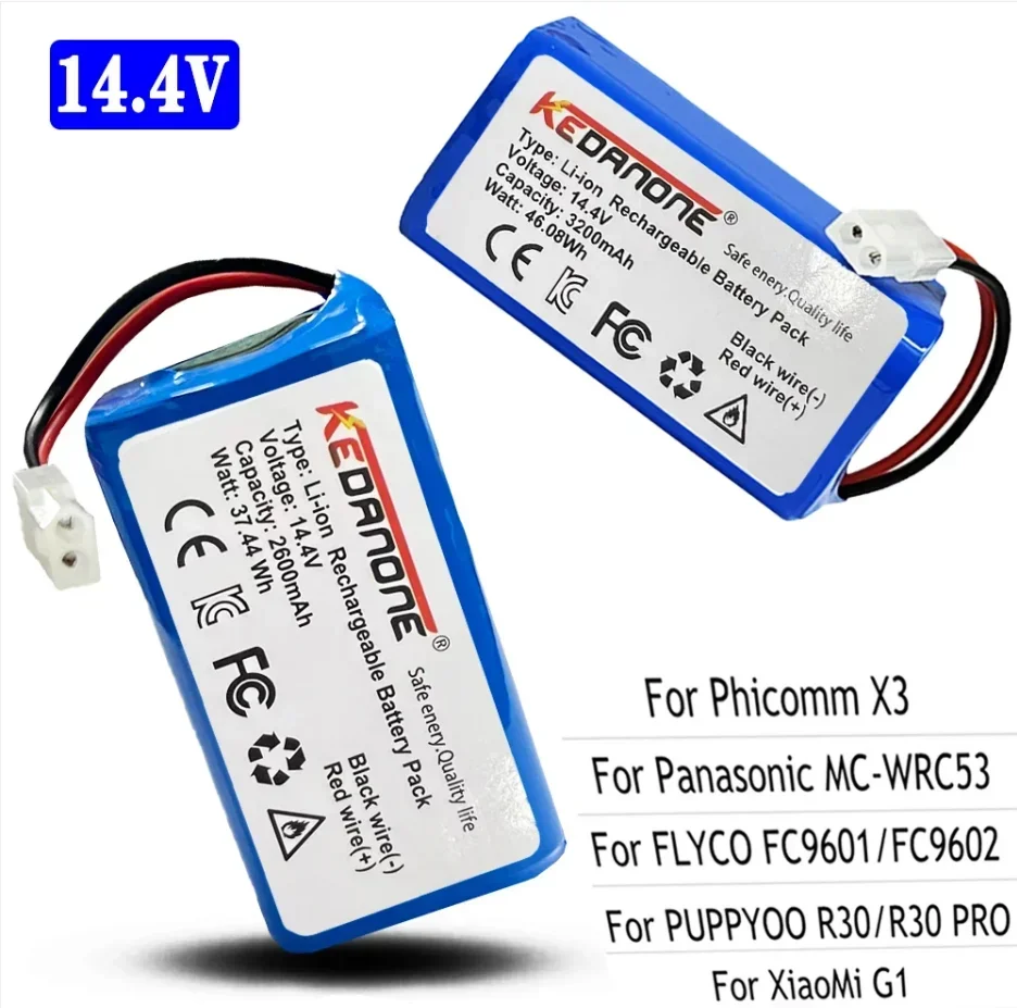 

High-Quality 18650 Batteries 14.4V 4000mAh Li-ion Battery For XIAOMI MIJIA MI Robot Vacuum-Mop Essential MJSTG1 Vacuum Cleaner