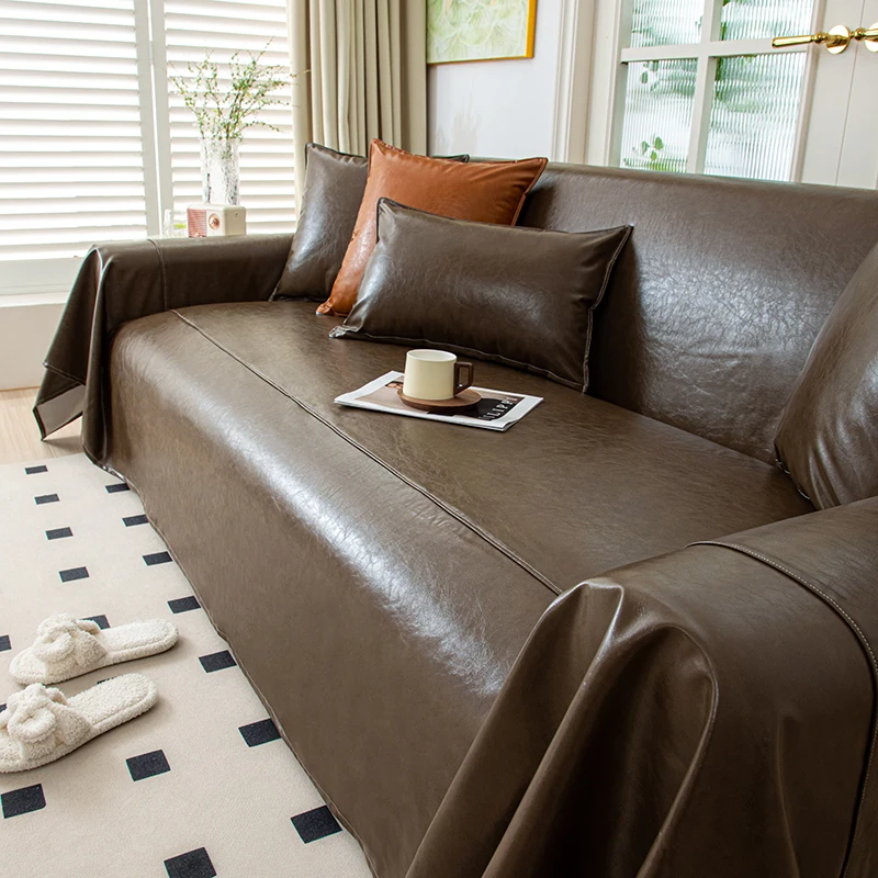 Toalha de sofá de couro material pu, capas de sofá para sala de estar, sofá de 1/2/3/4 lugares, capas de sofá em forma de l, proteção de móveis