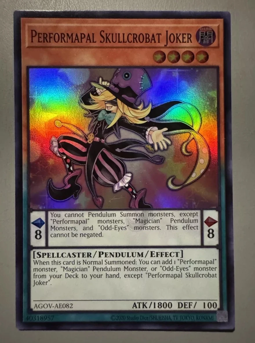 Yugioh KONAMI Duel Monsters AGOV-AE082 Performapal Skullcrobat Joker Super Rare Asian English Collection Mint Card