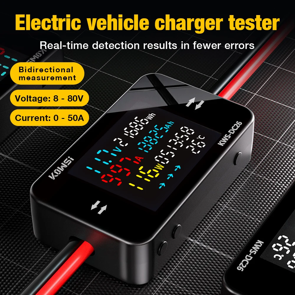 Tester di carica della batteria KWS-DC26 Monitor Tester di salute della batteria Analizzatore Tester di carica Strumento Misuratore di tensione di energia DC