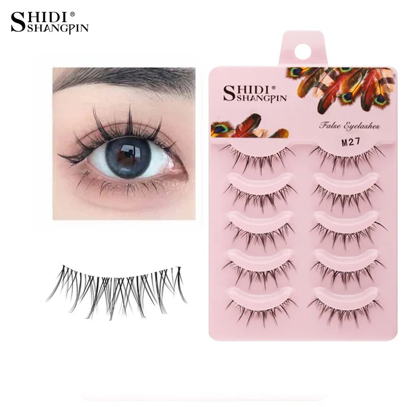 Manga Lashes 5 Pairs Fake Lashes Spiky Natural Short Anime Cosplay False Eyelashes Wispy Faux Mink Eye Lash Strips Makeup Cila