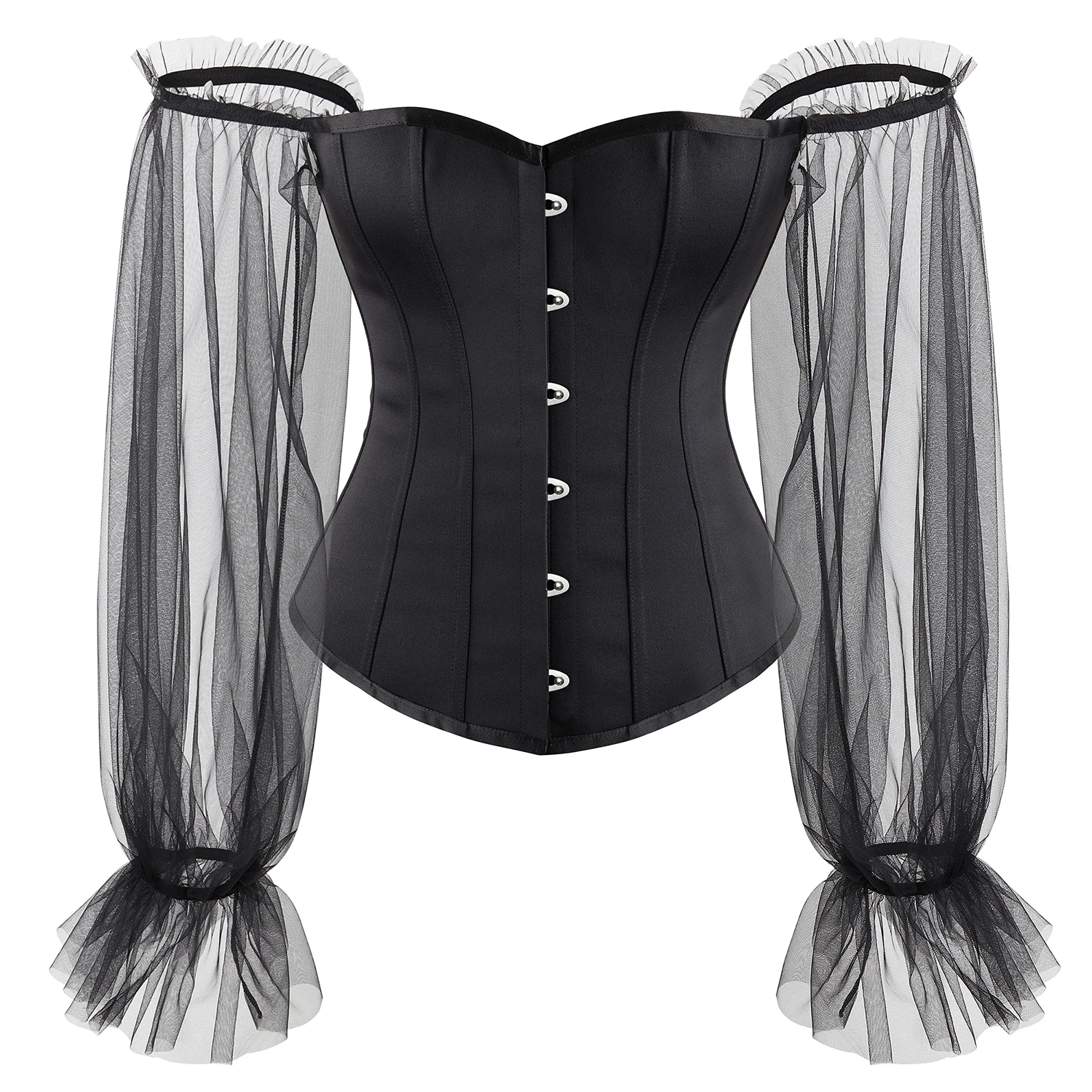 

Corset Top With Sleeves Lace Up Bustier Women Gothic Corset and Bustier With Long Sleeve Lace Up Breathable Bodyshaper