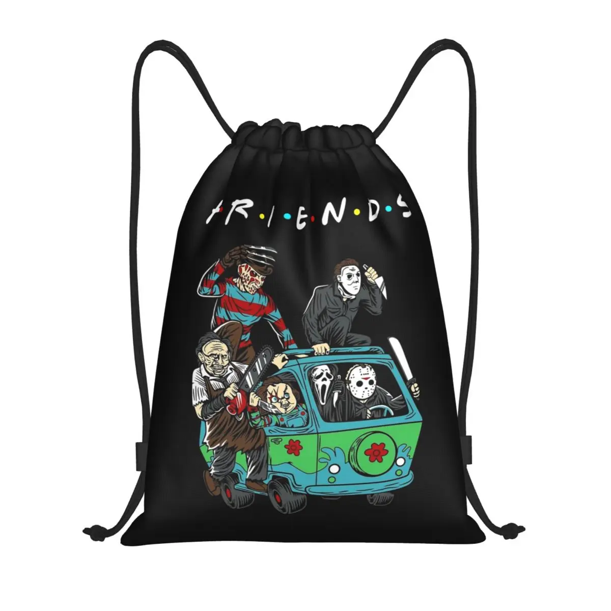 

Custom Horror Movie Friends Character Drawstring Bags Women Men Foldable Sports Gym Sackpack Halloween Training Backpacks