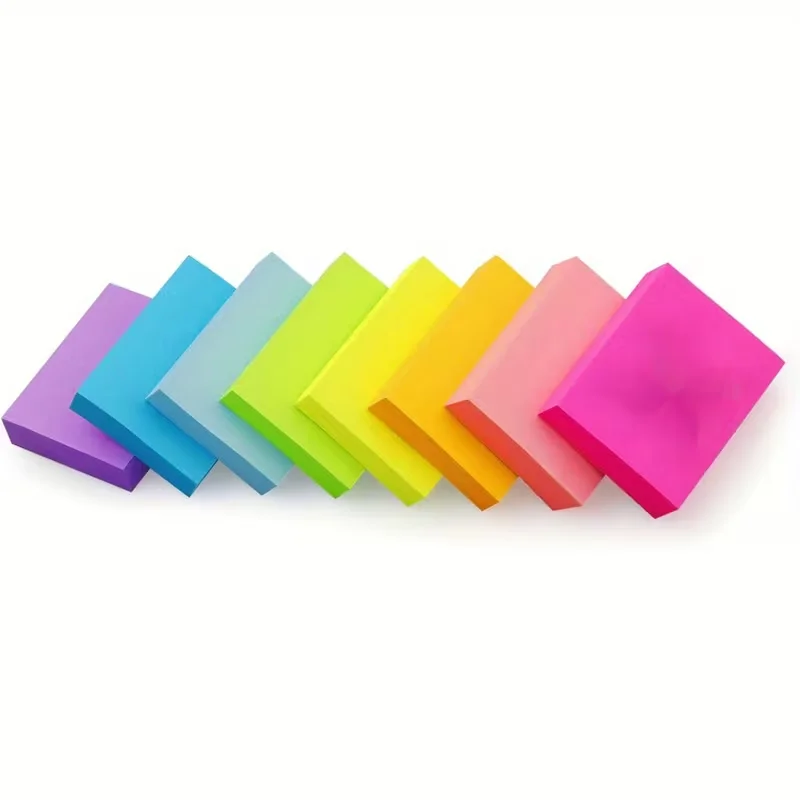 8 Stück Notizpapier in leuchtenden Farben, selbstklebendes Notizbuch, 400 Blatt, Lernhilfe, klebriges, langlebiges Notizbuch für Studenten, Büro