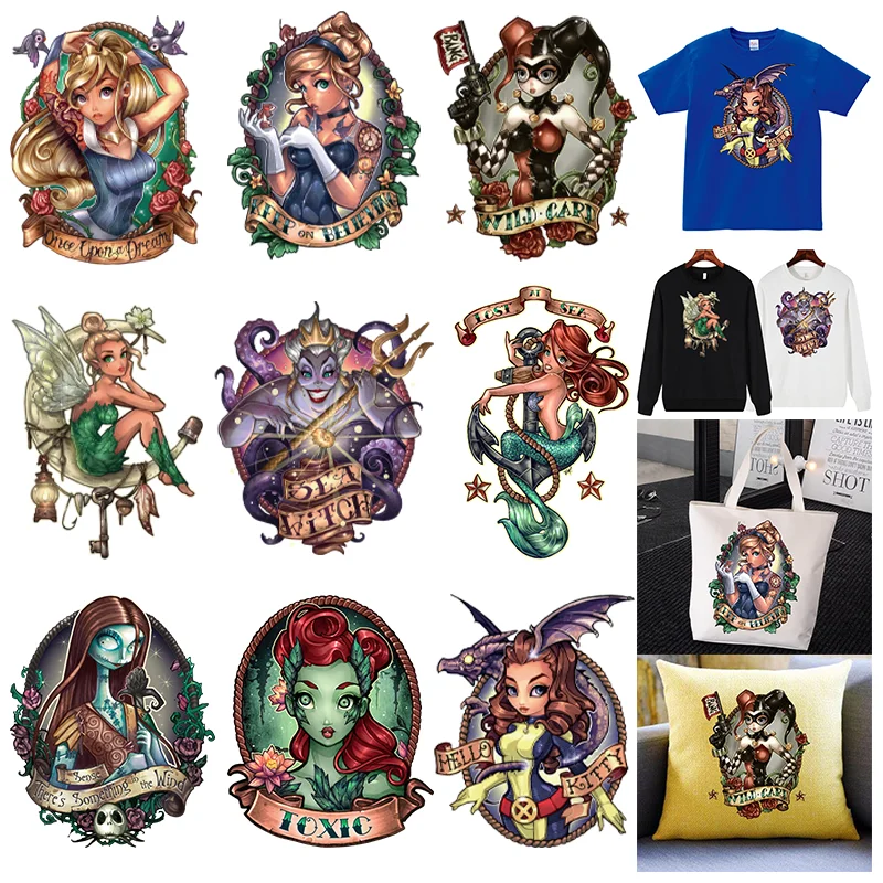 Disney Fashion Cartoon Princess naprasowanki na ubrania naszywki DIY naprasowanki na ubrania wzór z nadrukiem