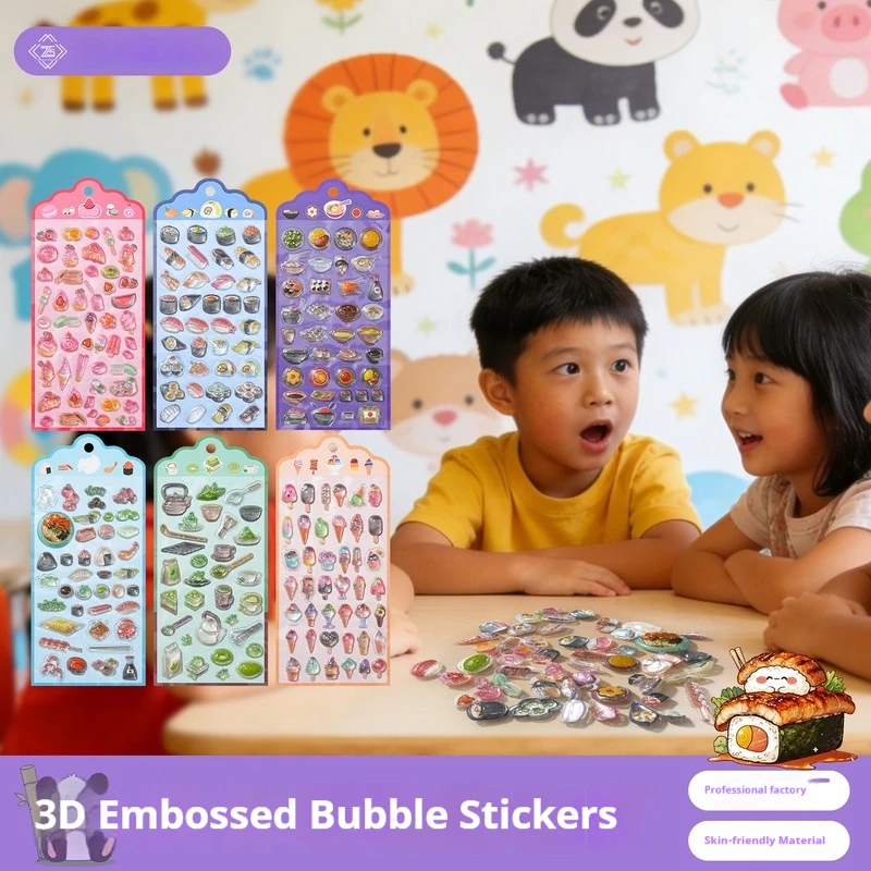 3D Embossed Relief Stickers Solid Drop Plastic Crystal Diamond Japanese Food DIY Decorative Stickers for Scrapbook Diary Craft