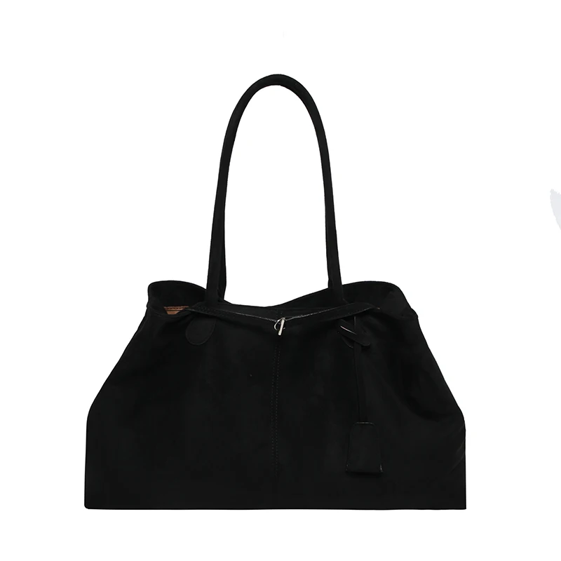 Women Suede Tote Bag Solid Color Shoulder Bag Large Capacity Handbags Trendy Satchel Bags Work Travel Shopping Commuter Tote Sac