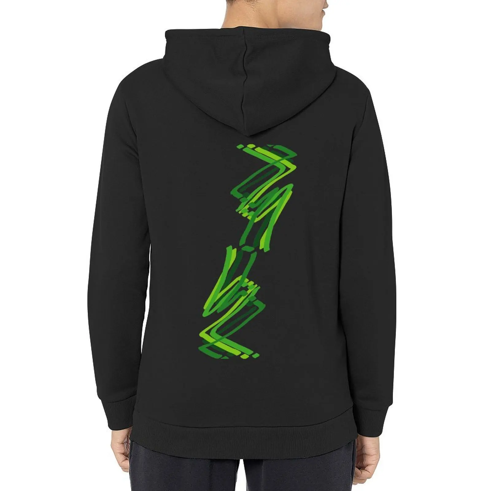 

Abstract Paint Strokes Green Zig Zag Pattern Hoodie men's clothes korean clothes male clothes men's autumn mens hoodies