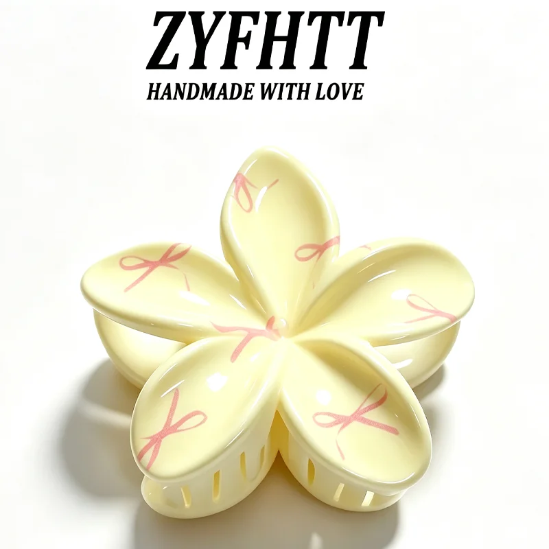 1/6 Stück ZYFHTT Kirschblüten-Karo-Druck Frangipani Haarklammern für Frauen Süße Niedliche Haifischklammer Modische Haarspange Haaraccessoire – Detail 6