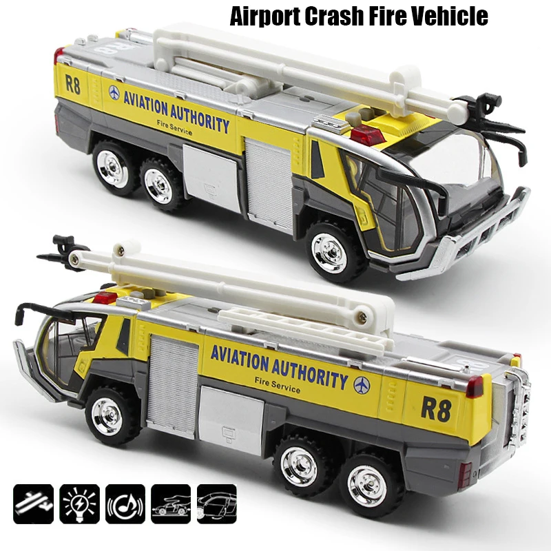 1: 32 Alloy Car Airport Fire Truck Model Engineering Car Sound And Light Toy Boy Birthday New Year Christmas Gift Red