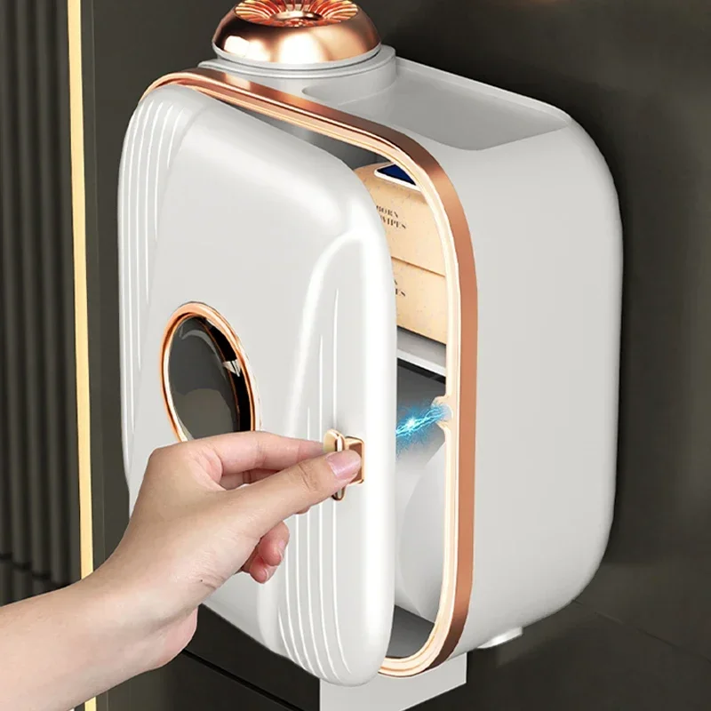 New Small Aromatherapy Toilet Tissue Box Toilet Paper Toilet Paper Placement Paper Roll Storage Rack Wall Mounted Hole Free