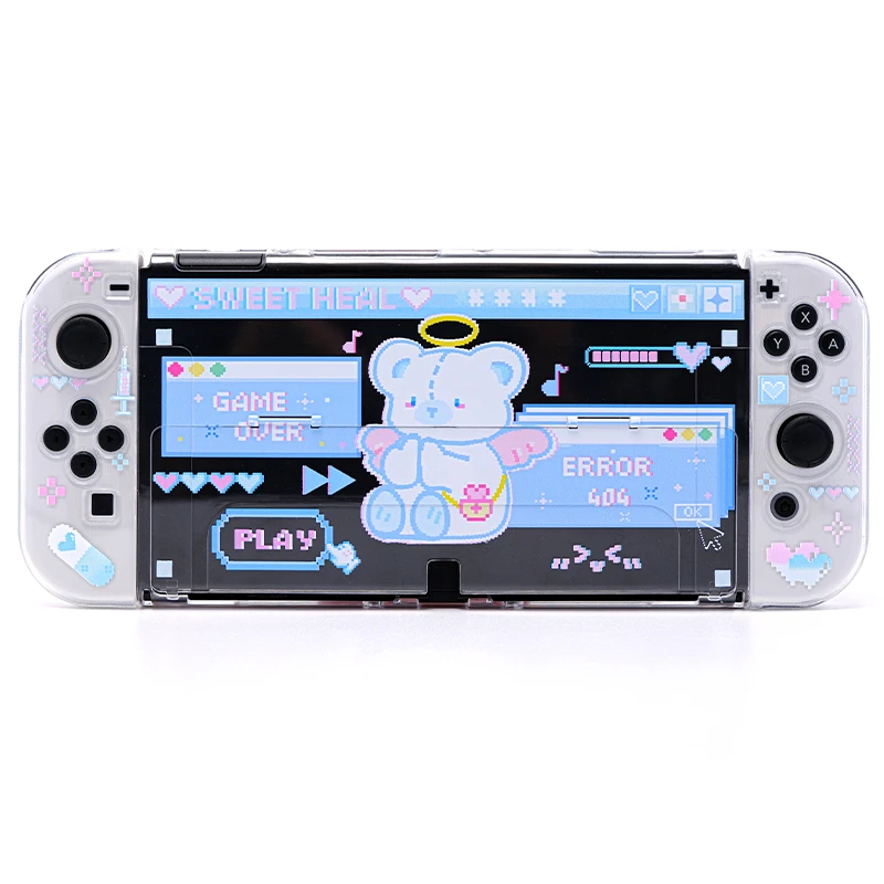 Imagem -05 - Pixel Urso Case Concha Protetora para Nintendo Switch Acessórios Oled Ilustrações Kawaii Jogos de Console