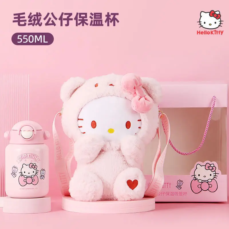 

Sanrio Sus316 Stainless Steel Thermos Cup Coffee Milk Plush Doll Ins Girl Cute Straw Water Cup Children Gift Portable Car Cup