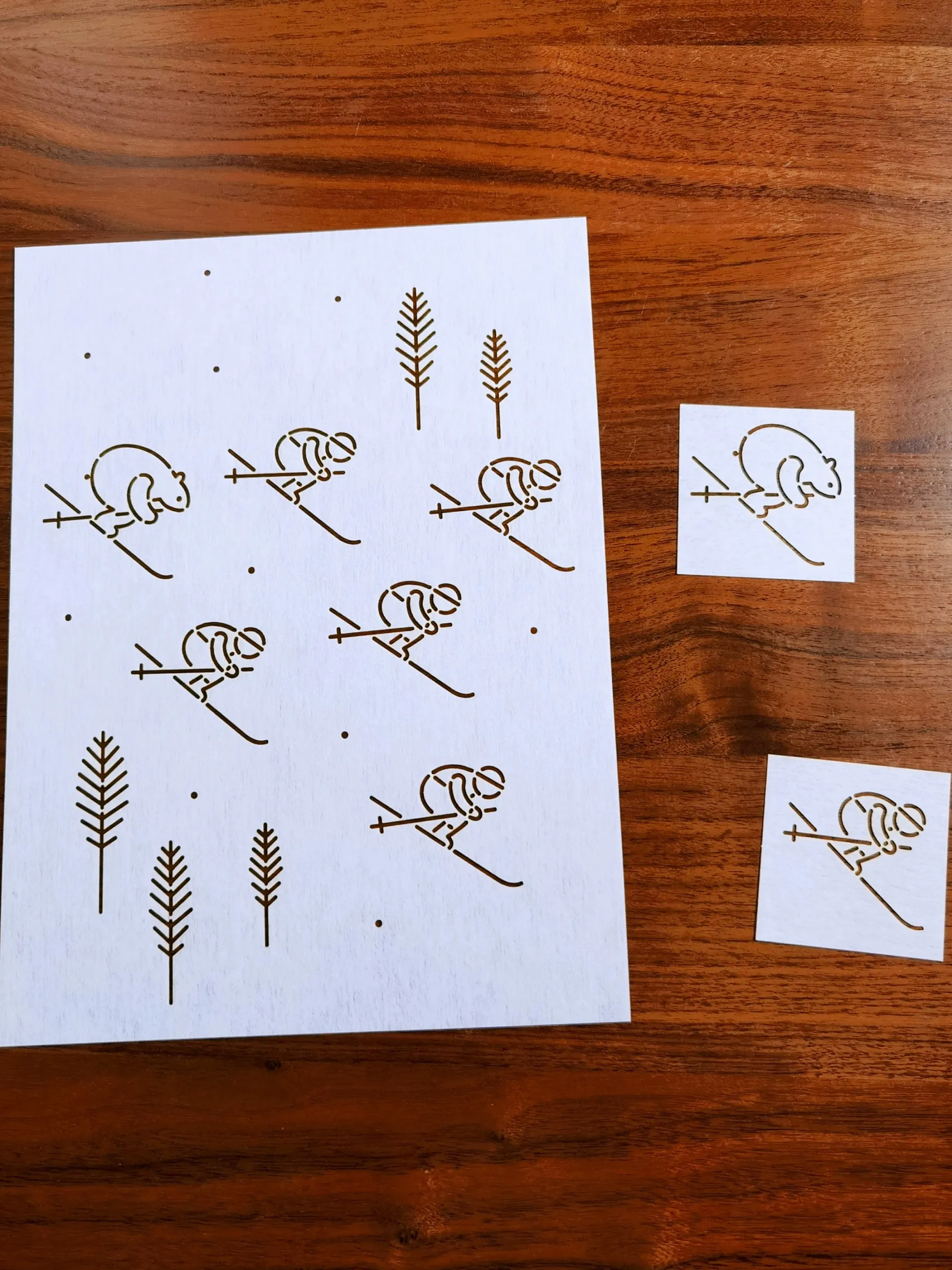 winter skier Quilting Templates Reusable PET traditonal Patterns for Embroidery Fabric drawing tool tracing Sashiko Stencils