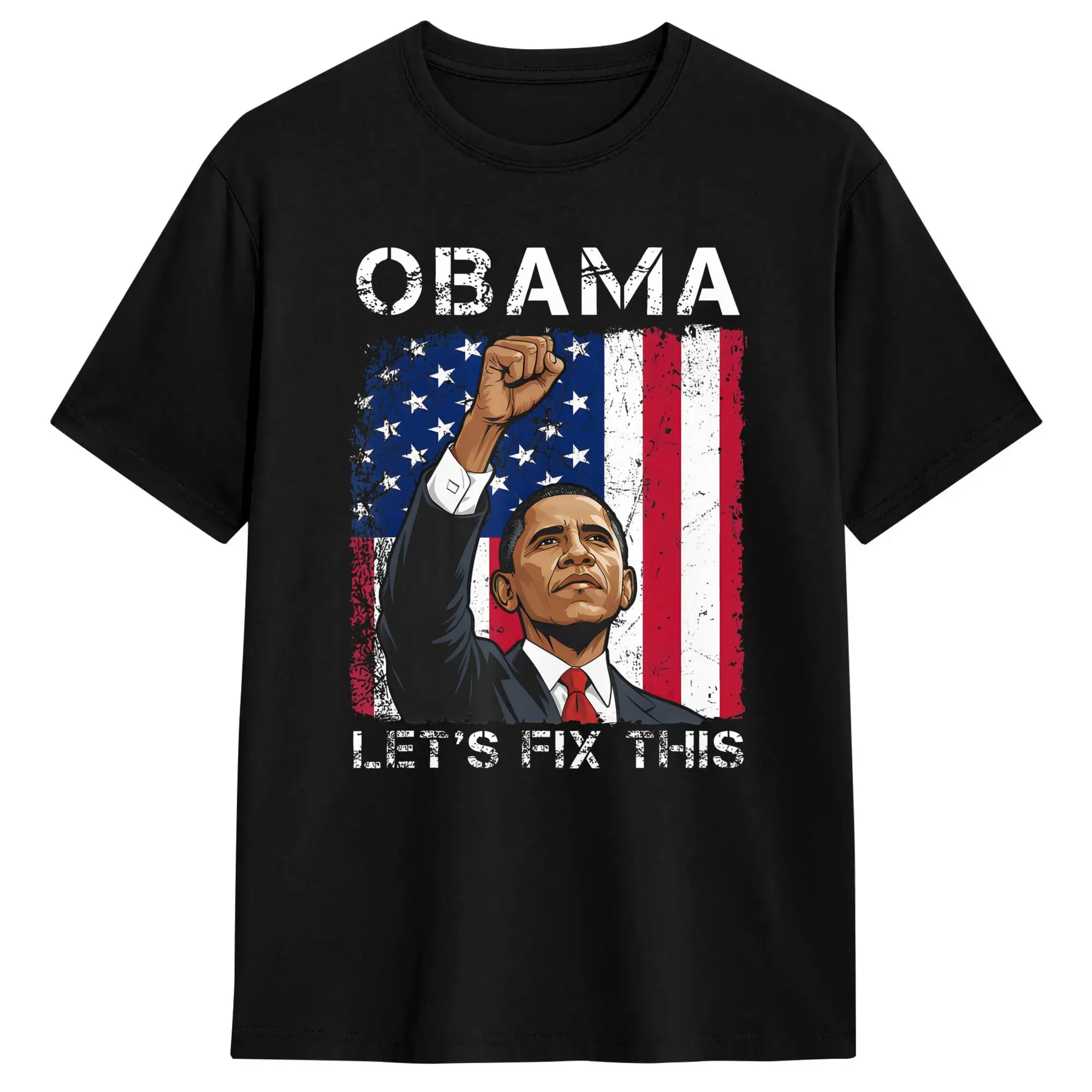 Men Barack Obama 2028 American Flag T Shirts  Pure Cotton Tops Casual Short Sleeve Crew Neck Tees Plus Size T-Shirt