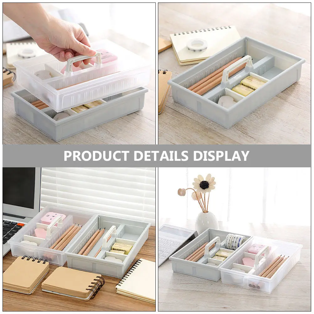

1Pcs Desktop Storage Box Foldable Plastic Organizer Office Desk Container Pens Cosmetics Stationery