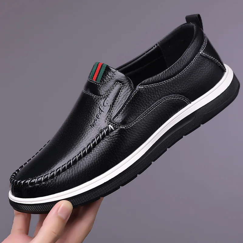 

Autumn New Designer Casual Soft Leather Shoes for Men Solid Color Fashion Driving Shoes Male Soft Sole Business Shoes Man