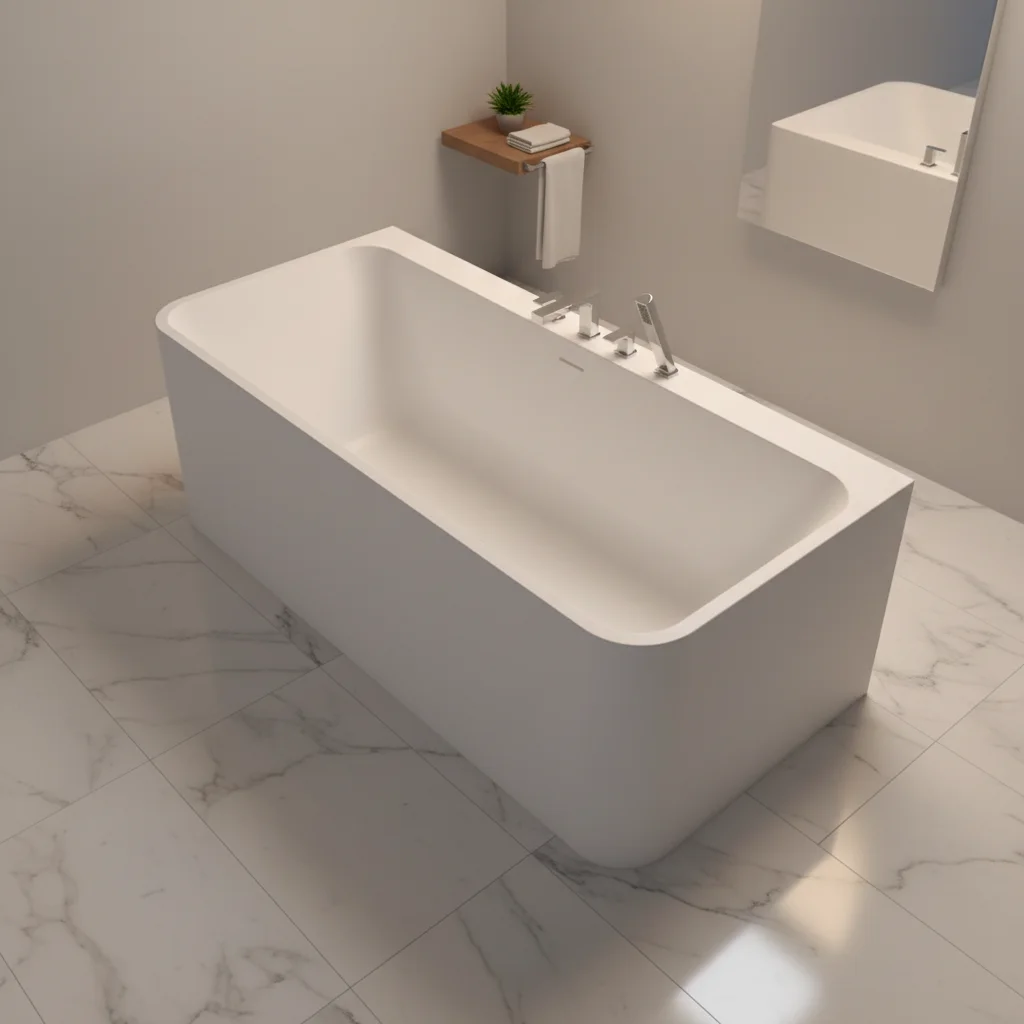 *a* Vaster Rectangular Artificial Stone Bathtub Freestanding Corner Design High-End Hotel & Villa Apartment Use 5 Years Warranty