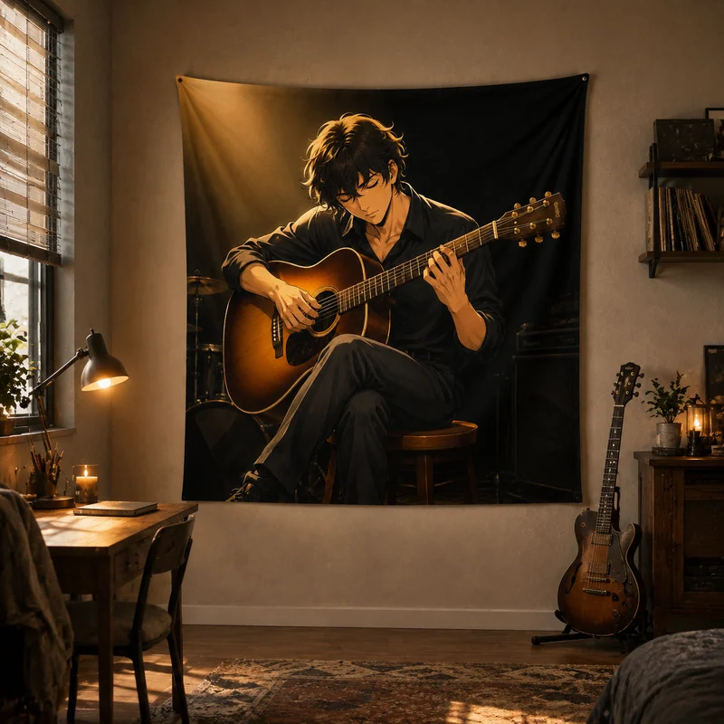 VIKAMA Storm Pirate Ship Luffy Anime Tapestry Dark Passion Pirate King Printed Hanging Cloth Anime Room Decoration