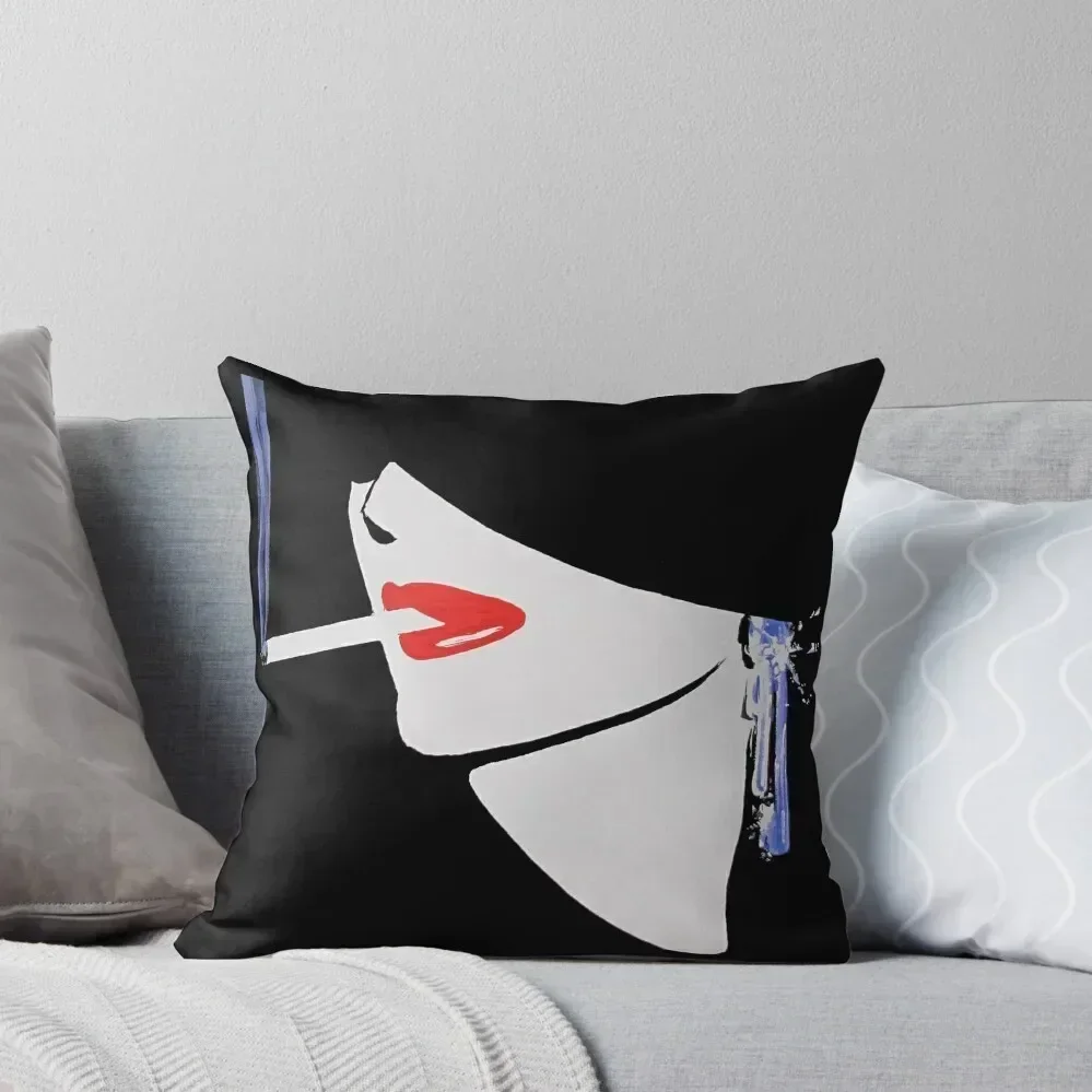 Fashion illustration vintage cigarette woman 80s retro new wave Throw Pillow luxury throw pillow covers sleeping pillows pillow