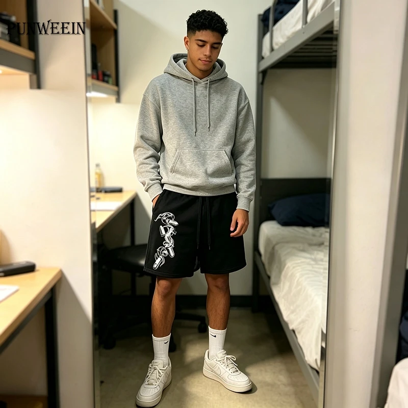 Y2K Harajuku Street Fashion Loose High Waist Shorts for Men and Women Summer Loose Sports Slow Running Drawstring Sweat Short