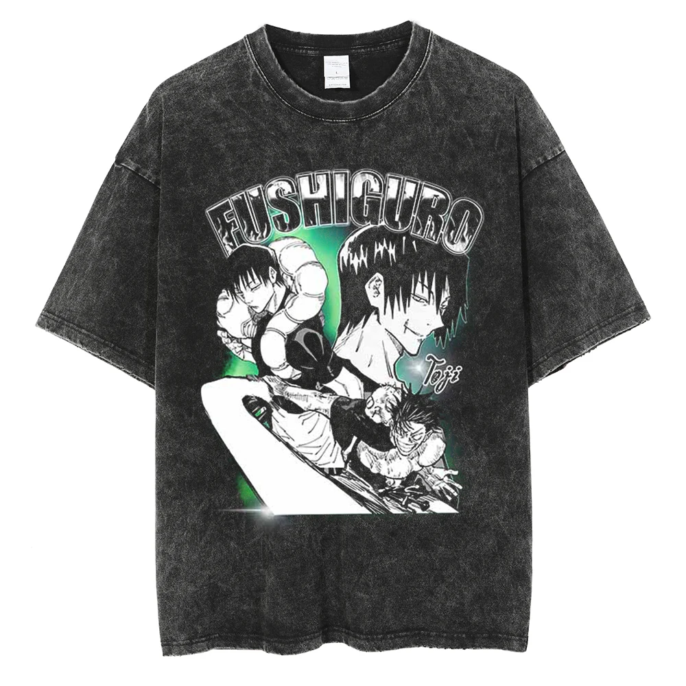 Anime Jujutsu Kaisen Itadori Yuji Ryomen Sukuna Grafische Gewassen T-shirt Mannen Vintage Katoenen T-shirts Harajuku Mannelijke Casual T-shirt