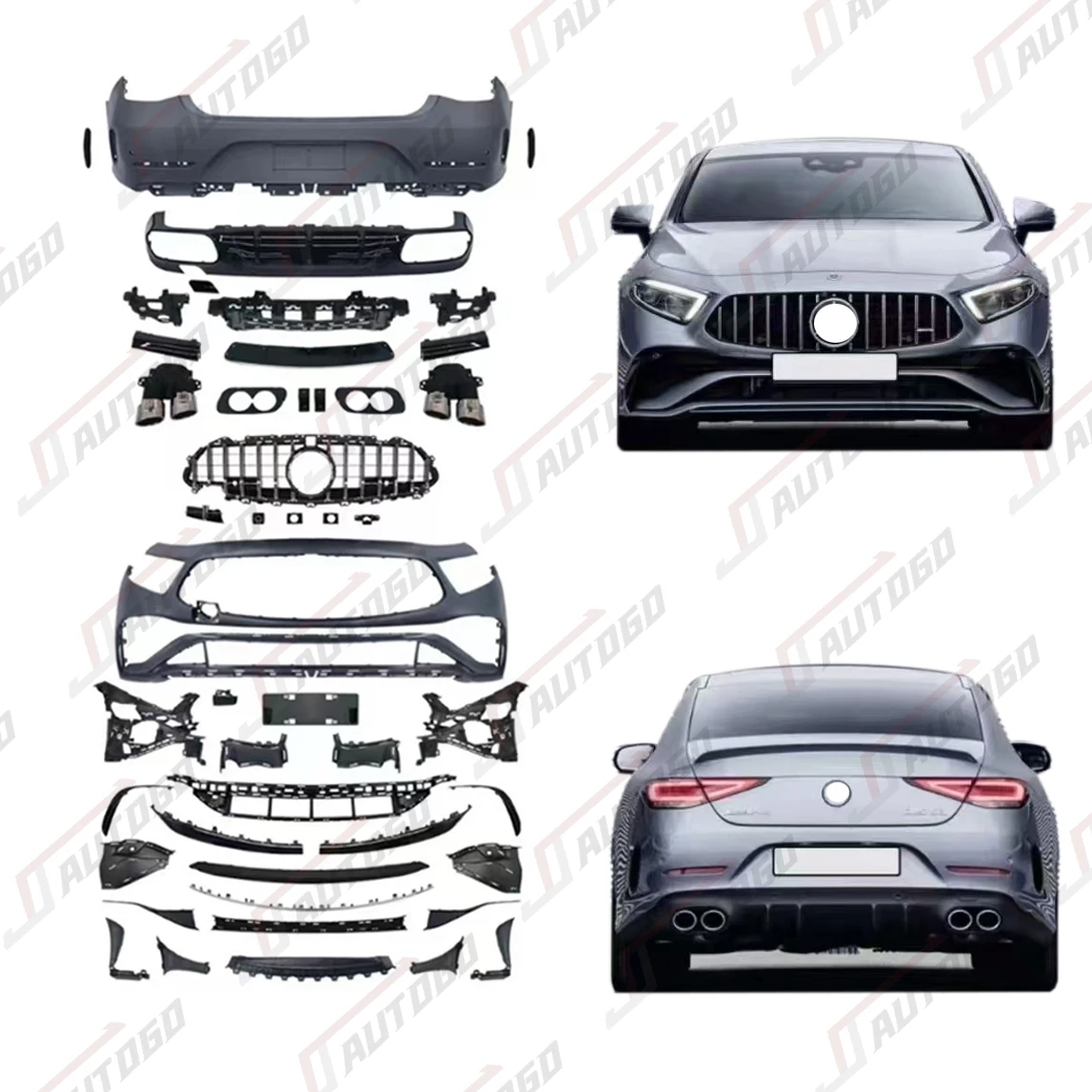 Newest Bodykit For Benz W257 C257 CLS CLS300 350 400 18-24 upgrade to 2024 CLS53 Racing AMG Style GT Grille Bumper Lip Diffuser