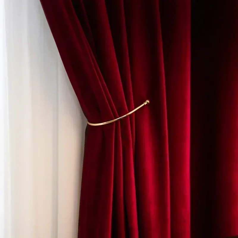 Customize Velvet Curtains for Living Dining Room European Simple Style Bedroom Luxury Post-modern Nordic Wine Red Curtain Window