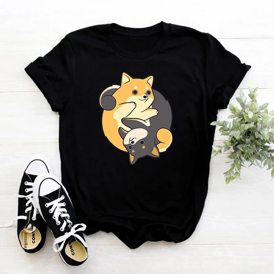 Shiba Inu T-Shirt Summer Women Printed Anime Tshirts Streetwear Aesthetic Harajuku Kawaii Hip Hop Casual Female Tee Shirt