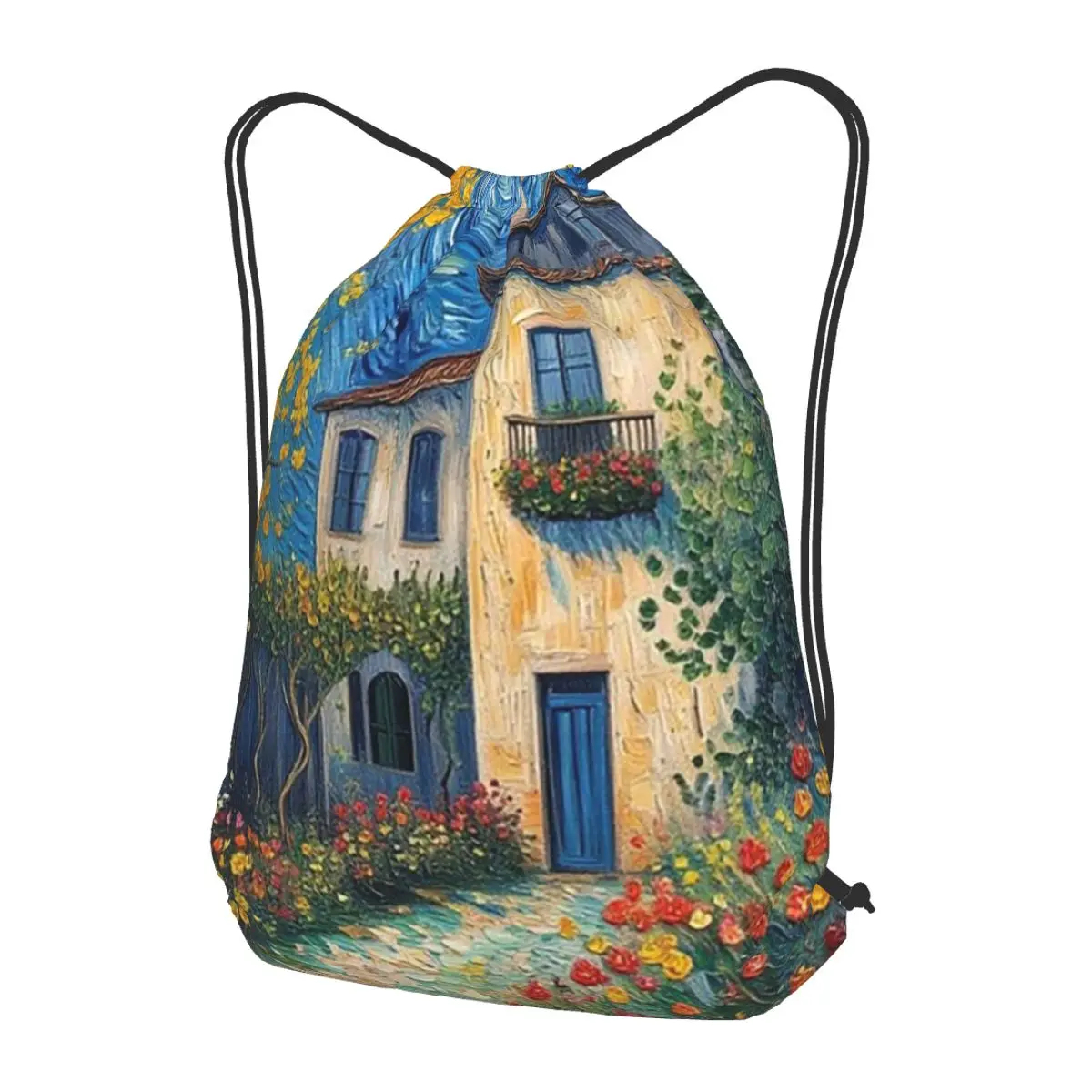 House With Garden Backpacks Multi-function Drawstring Bundle Pocket Shoes Bag Book Bags for Man Woman Students