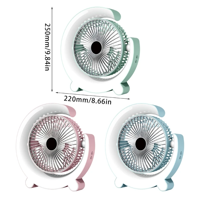 Пластиковый офисный вентилятор, небольшой настольный вентилятор, вентилятор воздушного охлаждения с цветной лампой для спальни,