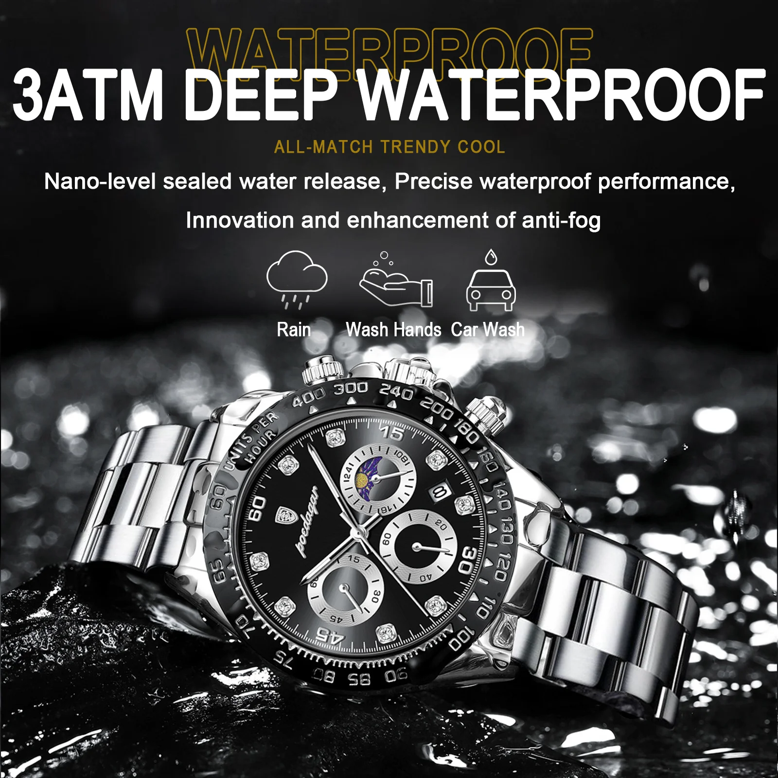 POEDAGAR Luxury Watch For Men High Quality Luminous Waterproof Chronograph Men\'s Watch Stainless Steel Men Quartz Watches Reloj