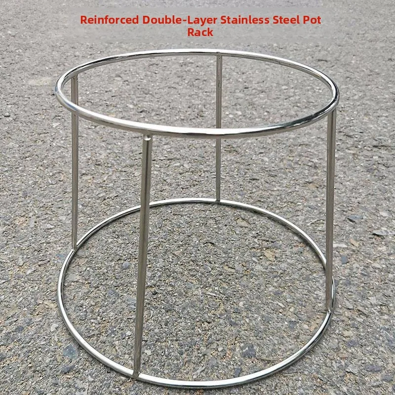 Stainless Steel Pot Holder High Leg Double Layer Hot Pot Stand Anti-Scalding Dry Pot Rack Kitchen Storage Shelf Dual Layer