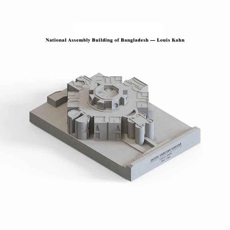 Modelo em Miniatura do Edifício do Parlamento Nacional do Bangladesh de Louis Kahn, Réplica Arquitetônica Famosa Mundialmente, Ornamento Decorativo para Casa