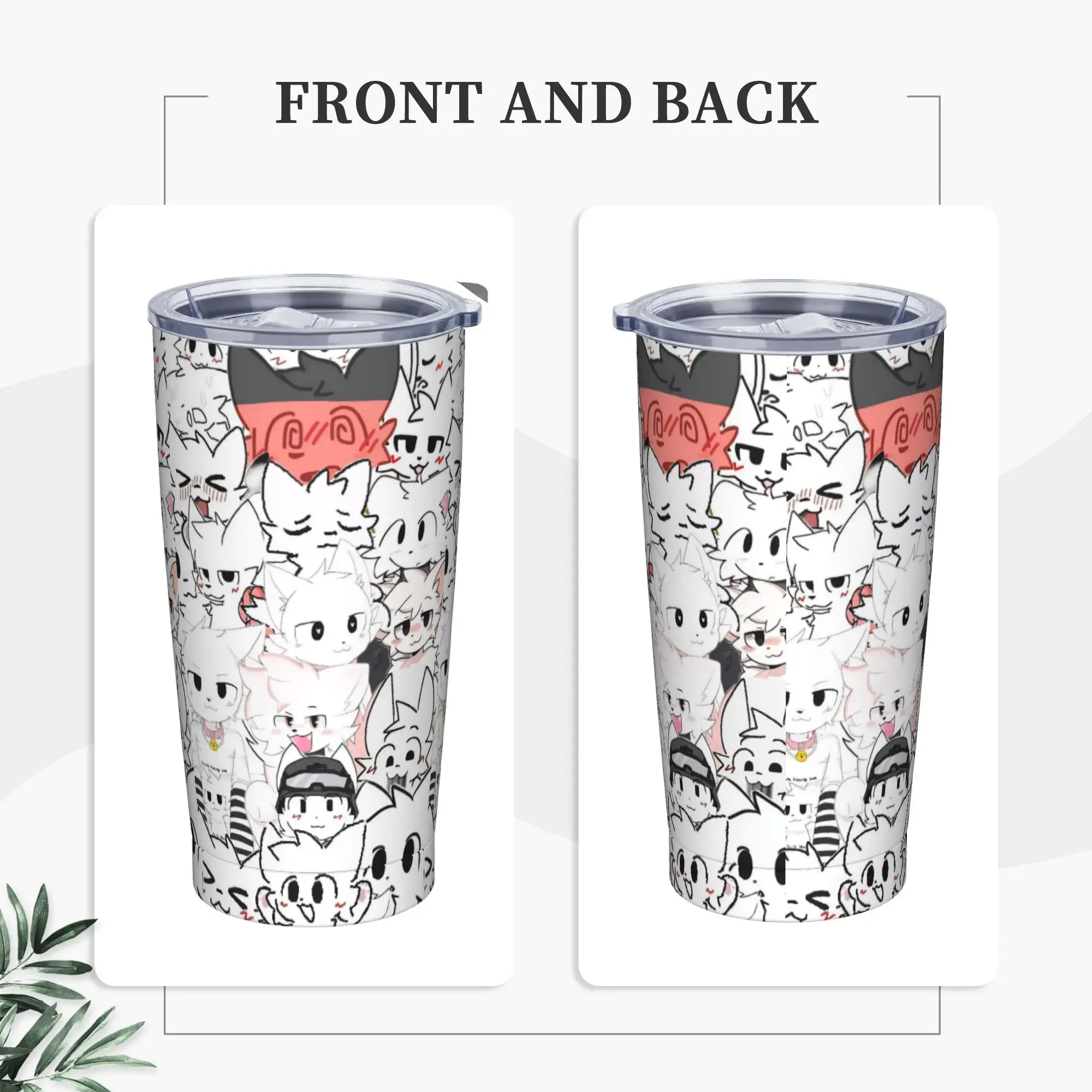 Boykissers Silly Cat Insulated Tumbler with Straws Lid Cartoon Furry Vacuum Thermal Mug Office Home Water Bottle Cups, 20oz