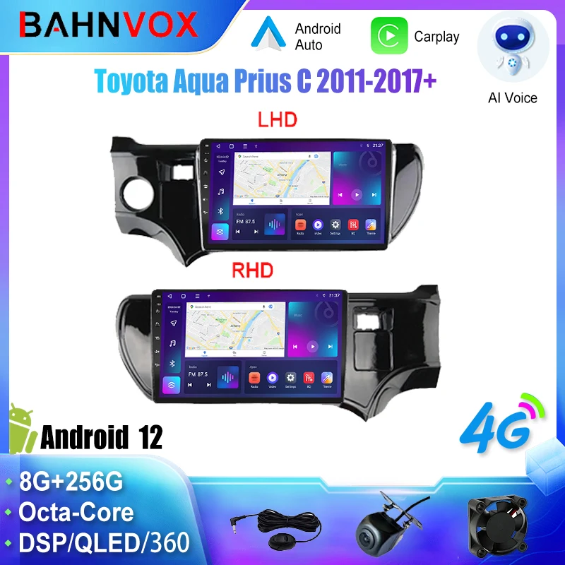 

9" QLED Android 12 Car Radio for Toyota Aqua Prius C 2011-2017 Multimedia Video Player GPS Navigation Carplay 4G