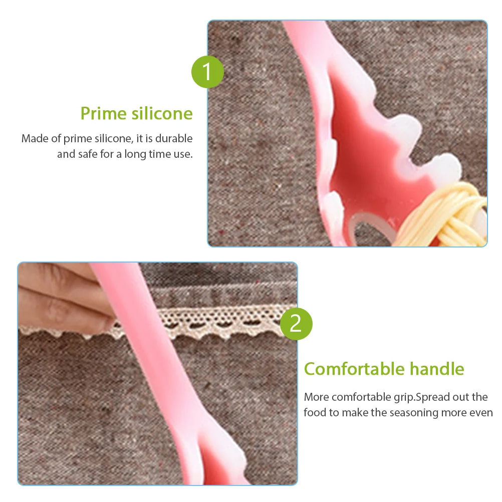 

2Pcs Silicone Pasta Spoon Server Non-Stick Noodle Colander for Spaghetti Eggs Dumplings Kitchen Cooking Utensil Easy to Clean